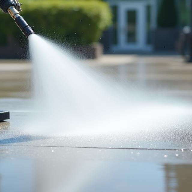 Pressure washing exterior concrete